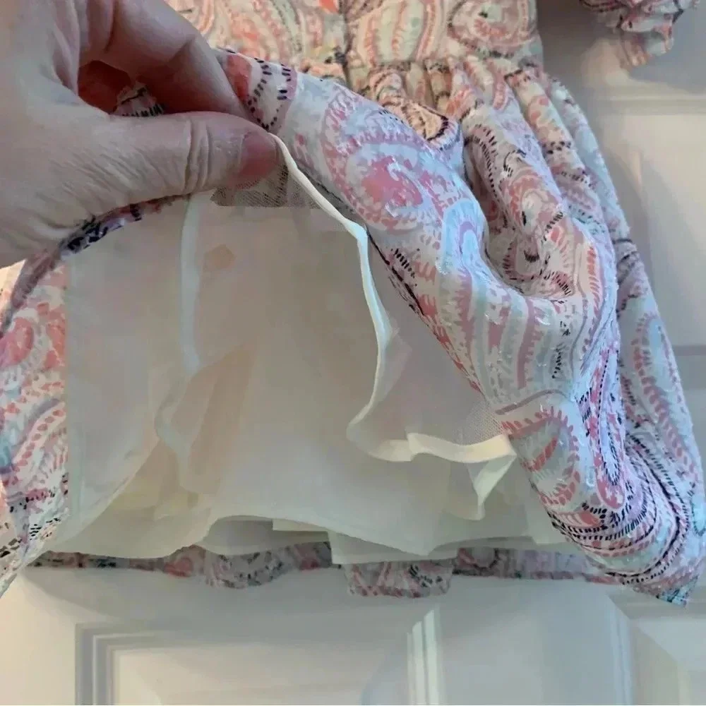 Laura Ashley London Baby Girl Dress Sz 18 Months Pink Paisley Diaper Cover NWT